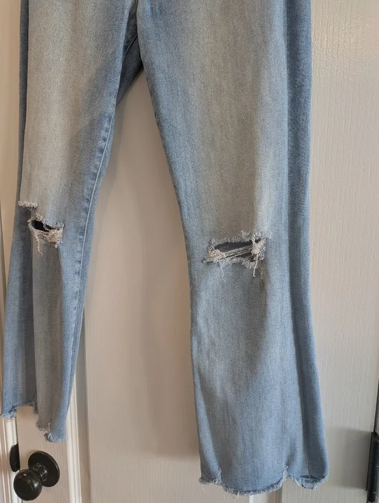 Mother The Hustler Ankle Chew Petal Pucker Jeans Light Wash Blue Denim Size 29 - Picture 7 of 15